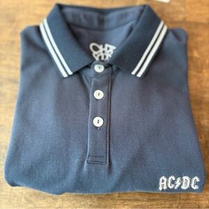 CHASER Navy Blue Cotton Polo Knit Shirt AC/DC Embroidered! New! Medium